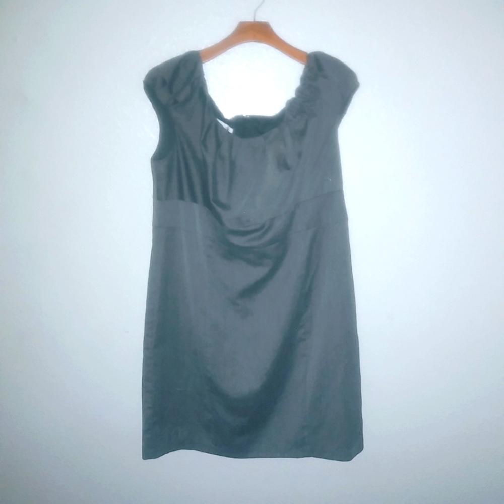 Jones Studio 18W Capped Sleeve Roses Shift Mini Dress in Graphite Gray
